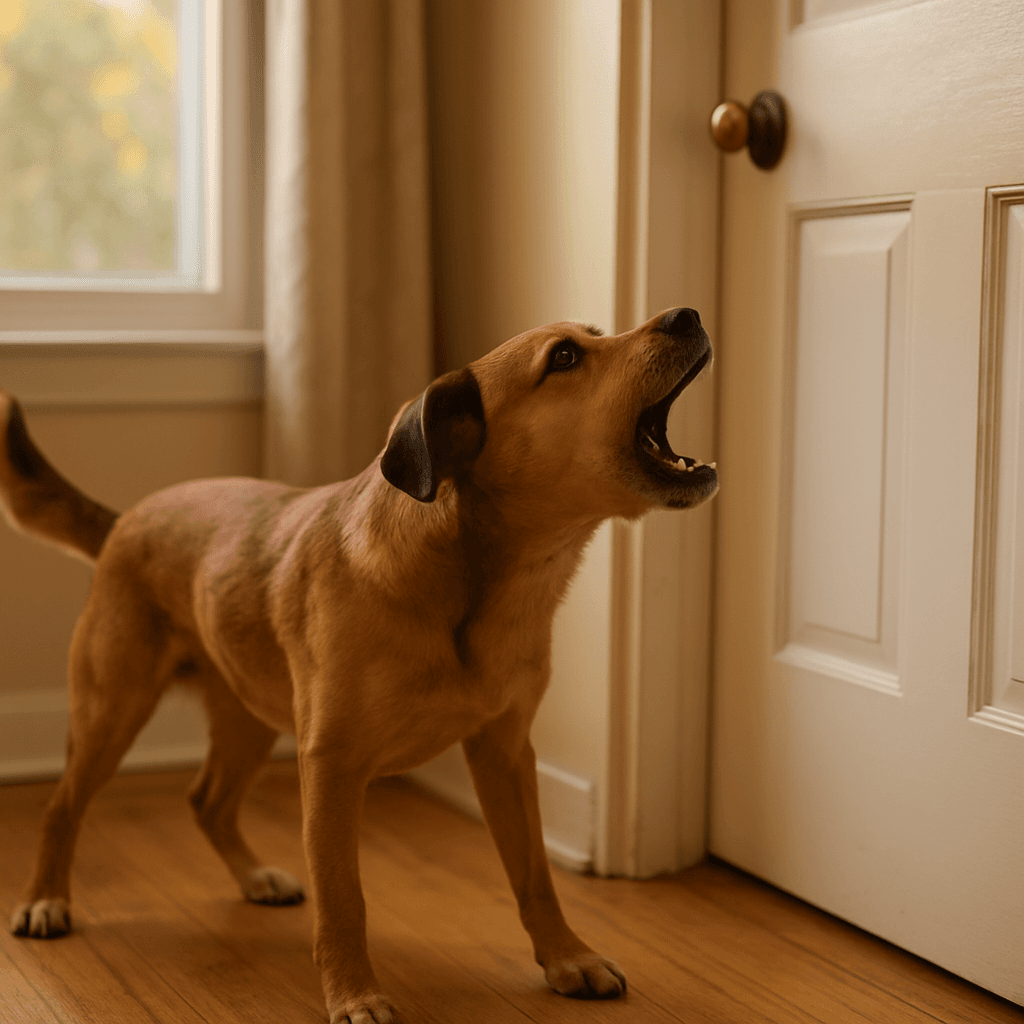 Chien qui aboie à la porte : causes et solutions rapides